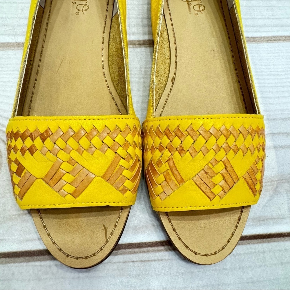 Latigo Yellow Woven Peep-Toe Flats - Picture 2 of 13